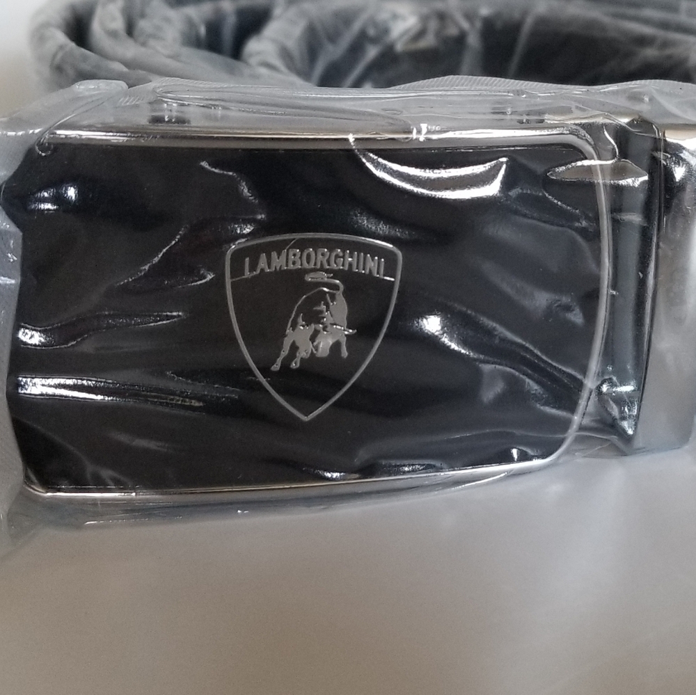 Brand New Lamborghini Leather Belt with Silver Buckle Size 50/125